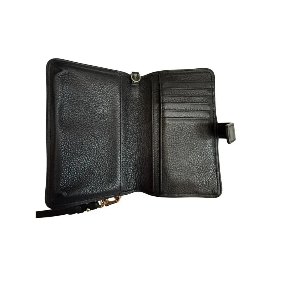 Tory Burch Black Leather Wristlet Wallet Clutch